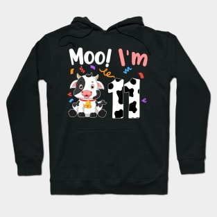 Moo I'm 11 11th Birthday Funny Cute Cow Sounds Toddler Hoodie